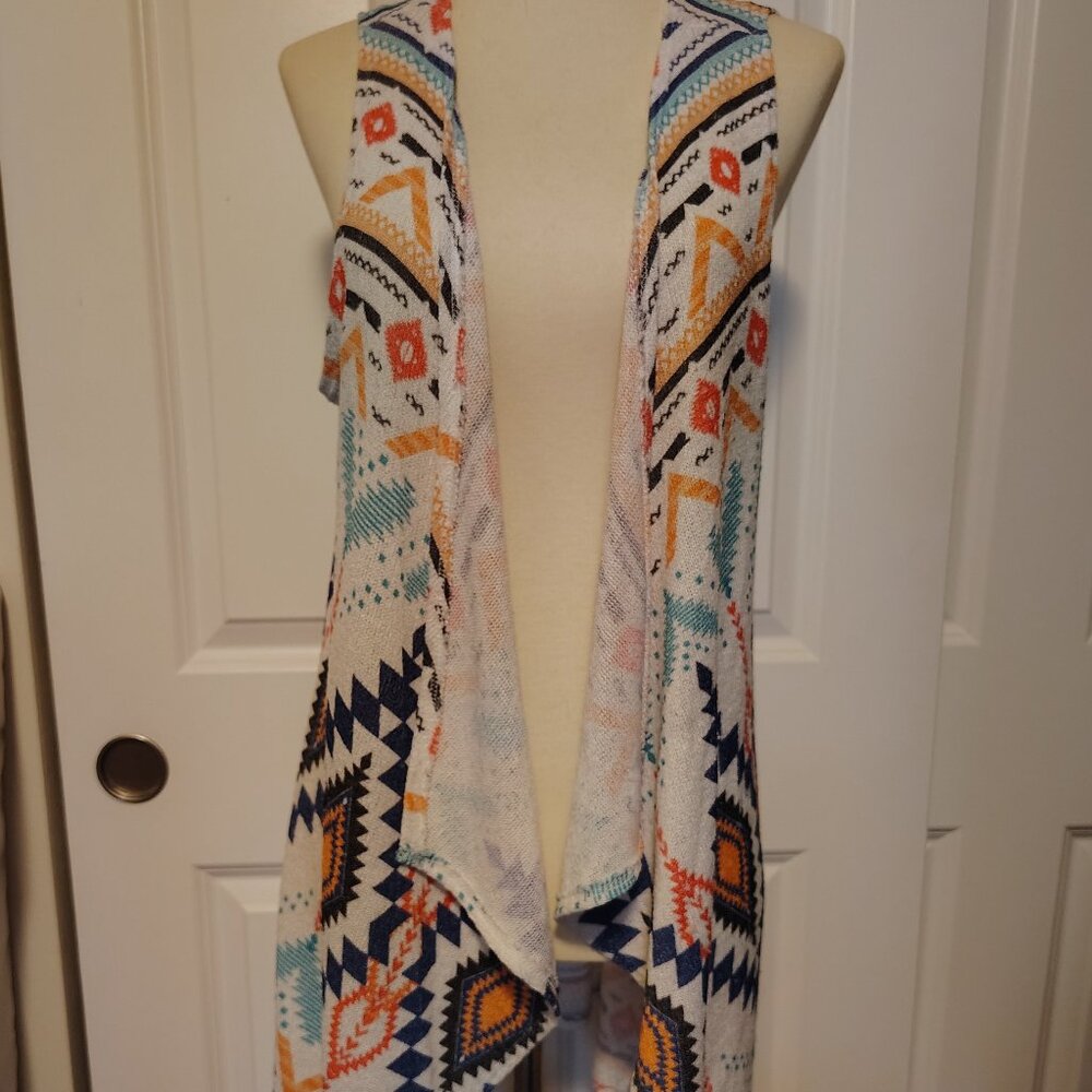 Festival Sweater Throw Top Long Open Front Fairy, M Fasis By California Blue